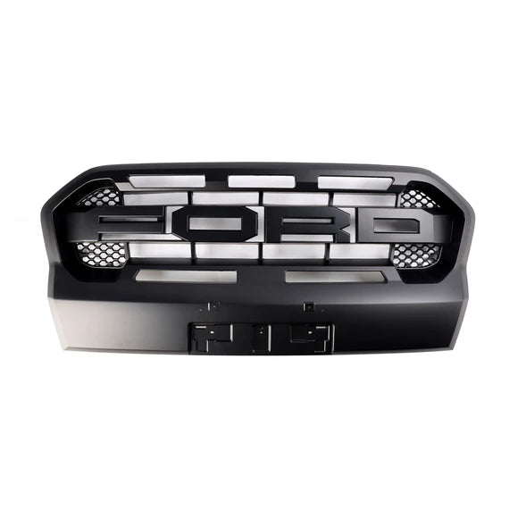 Aftermarket Raptor Style Matte Black Front Grille for Ford Ranger T8 Wildtrak 2019–2023
