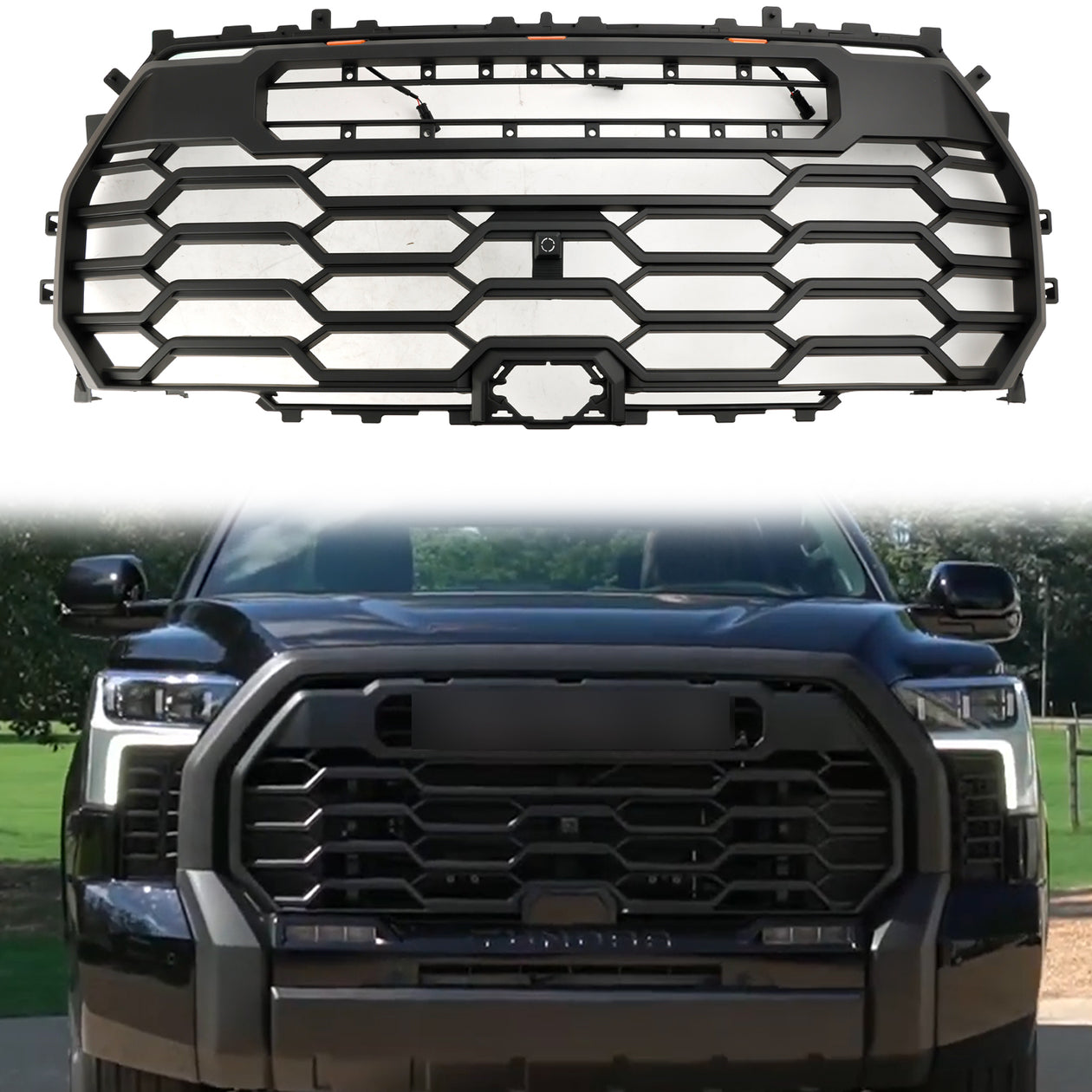 Toyota Tundra | TRD Pro Grille | 2022-2026 | Matte Black Front Bumper Grill W/ LED Light & TOYOTA Letter