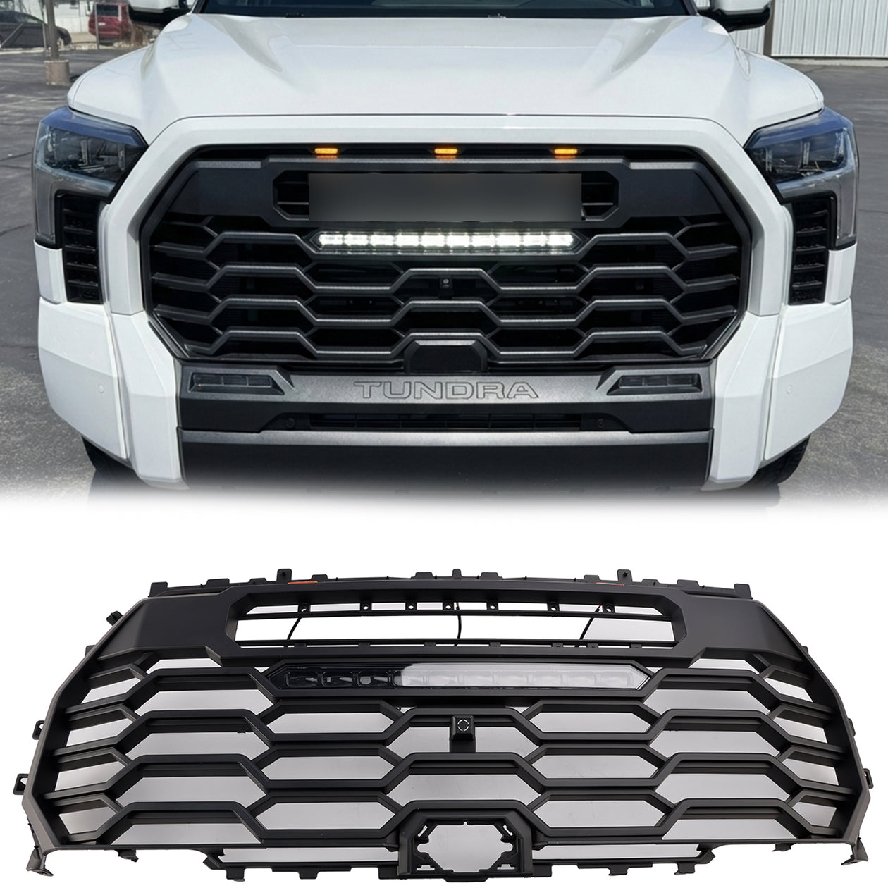 Toyota Tundra | TRD Pro Grille | 2022-2026 | Matte Black Front Bumper Grill W/ LED Light & TOYOTA Letter