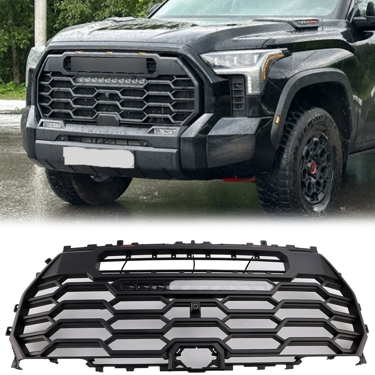 Toyota Tundra | TRD Pro Grille | 2022-2026 | Matte Black Front Bumper Grill W/ LED Light & TOYOTA Letter