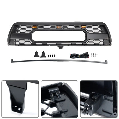 1996-2002 Toyota 4Runner TRD PRO Style Front Bumper Grill Matte Black Grille W/ LED Light & TOYOTA Letter