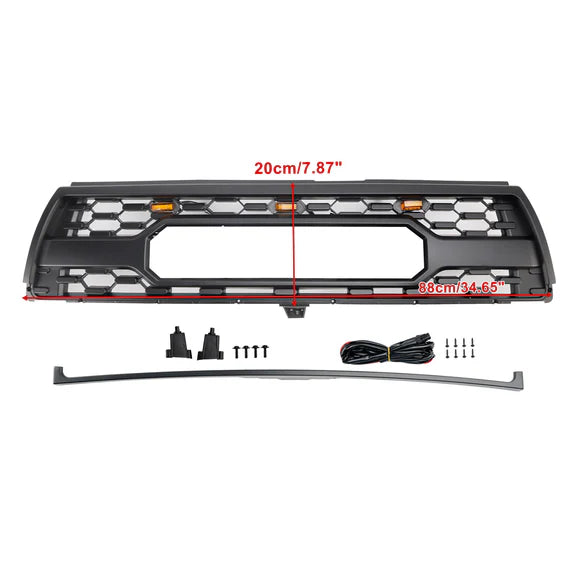 1996-2002 Toyota 4Runner TRD PRO Style Front Bumper Grill Matte Black Grille W/ LED Light & TOYOTA Letter