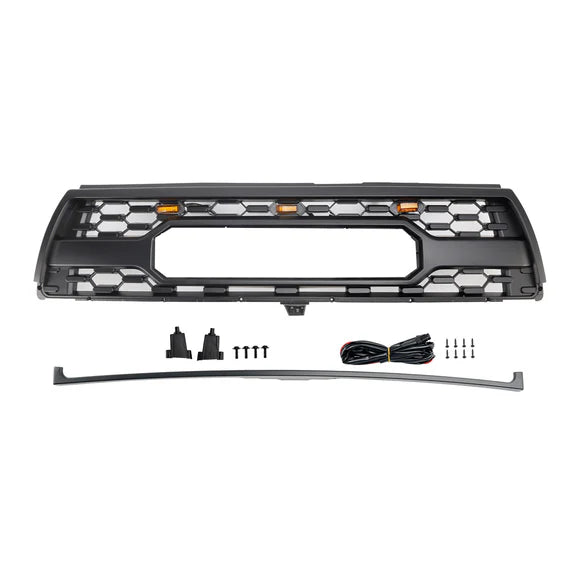 1996-2002 Toyota 4Runner TRD PRO Style Front Bumper Grill Matte Black Grille W/ LED Light & TOYOTA Letter