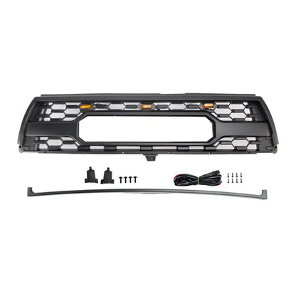 1996-2002 Toyota 4Runner TRD PRO Style Front Bumper Grill Matte Black Grille W/ LED Light & TOYOTA Letter