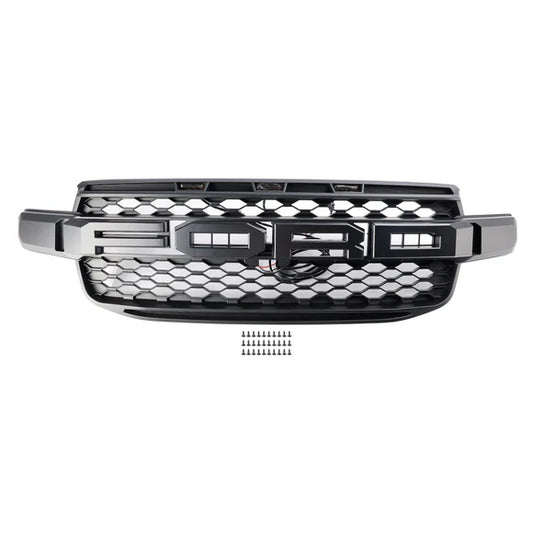 Ford Ranger 2023 2024 2025 Front Grill Raptor Black Grille With White LED Light With Camera Mount