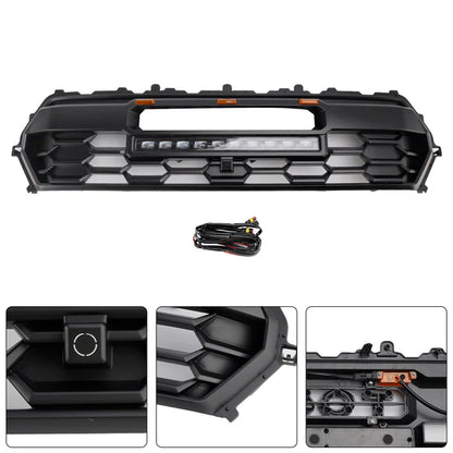 2024-2026 Toyota Tacoma TRD PRO Style Front Bumper Grill Black Grille With LED & Light Bar & TOYOTA Letter