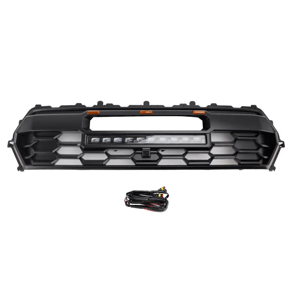 2024-2026 Toyota Tacoma TRD PRO Style Front Bumper Grill Black Grille With LED & Light Bar & TOYOTA Letter