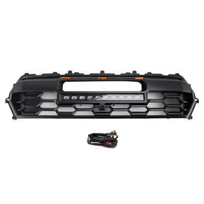 2024-2026 Toyota Tacoma TRD PRO Style Front Bumper Grill Black Grille With LED & Light Bar & TOYOTA Letter
