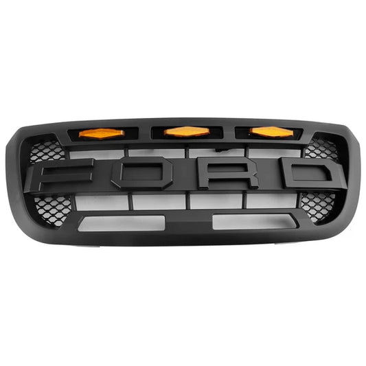 Aftermarket Raptor Style Matte Black Front Grille w/ LED for Ford Ranger 2004–2011