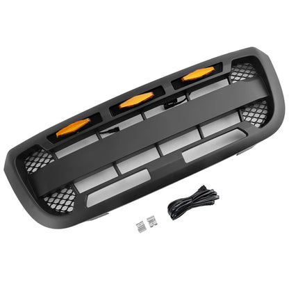 Aftermarket Raptor Style Matte Black Front Grille w/ LED for Ford Ranger 2004–2011