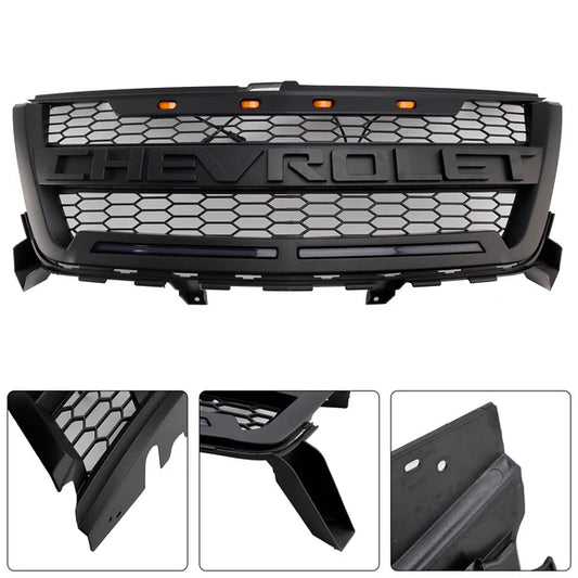 Aftermarket Honeycomb Mesh Black Front Grille w/ LED for Chevrolet Colorado 2016–2020