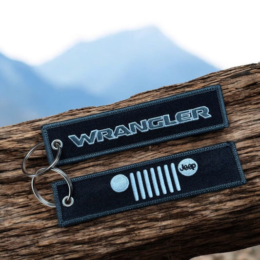 Jeep Wrangler Black Embroidered Keychain