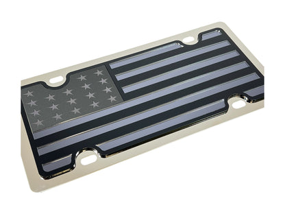 Blacked Out USA Flag Stainless Steel License Plate