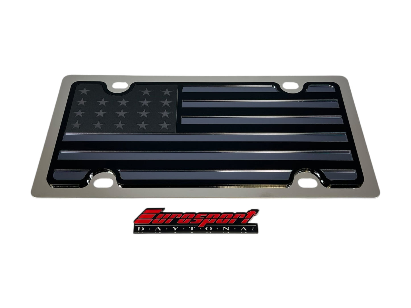 Blacked Out USA Flag Stainless Steel License Plate