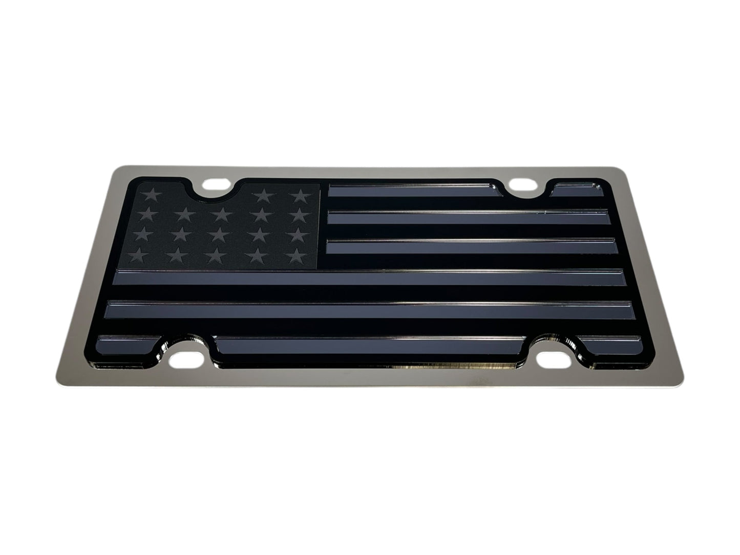Blacked Out USA Flag Stainless Steel License Plate