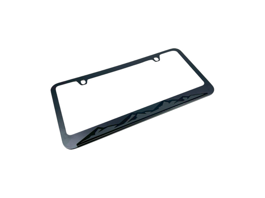 Blacked Out Mountain Range Black License Plate Frame