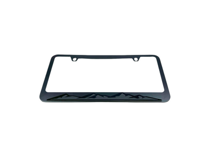 Blacked Out Mountain Range Black License Plate Frame
