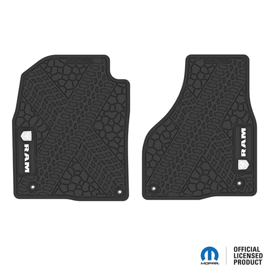 12-18 RAM 1500 & 19-24 RAM 1500 Classic Floor Mats (2pc) w/ RAM Head & Text Logo