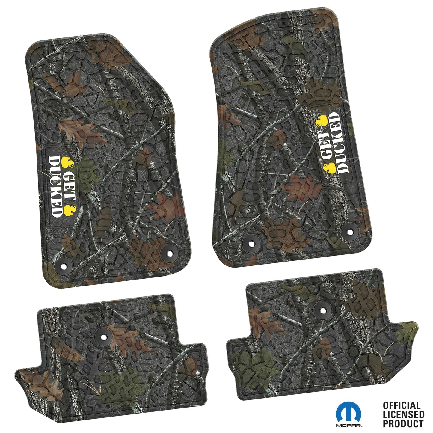 2018–2025 Jeep Wrangler JL 2-Door Custom Floor Mats (4-Piece) w/ Get Ducked Logo