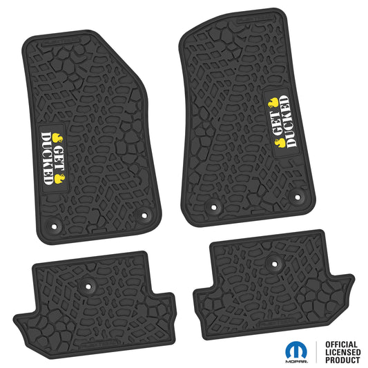 2018–2025 Jeep Wrangler JL 2-Door Custom Floor Mats (4-Piece) w/ Get Ducked Logo