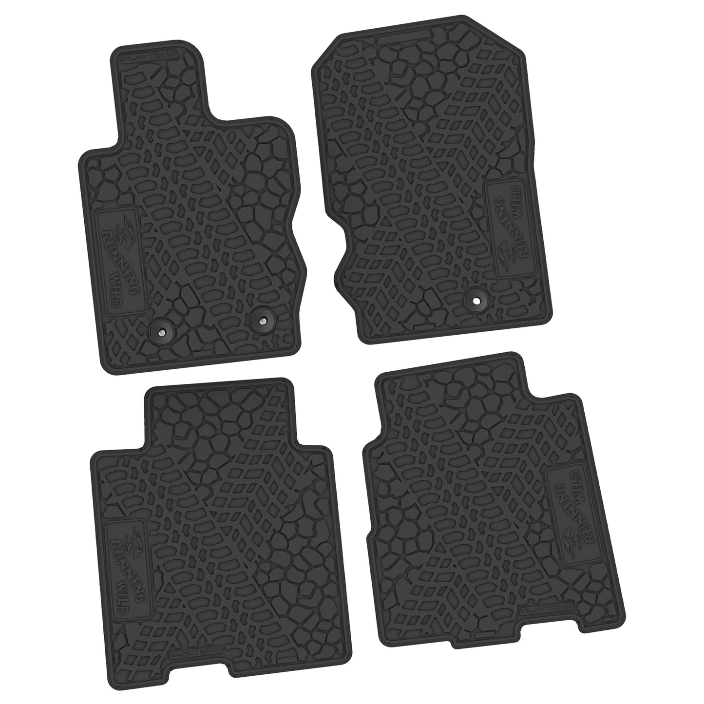 2021–2025 Ford Bronco 4-Door Custom Floor Mats (4-Piece) w/ Running Wild Logo