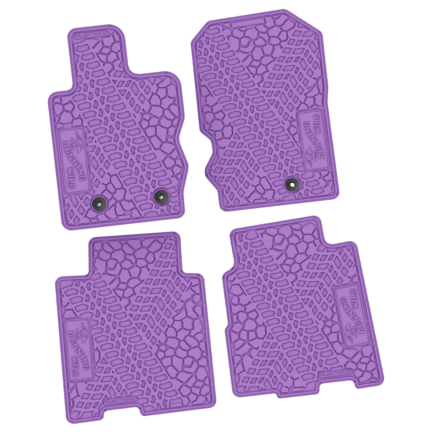 2021–2025 Ford Bronco 4-Door Custom Floor Mats (4-Piece) w/ Running Wild Logo