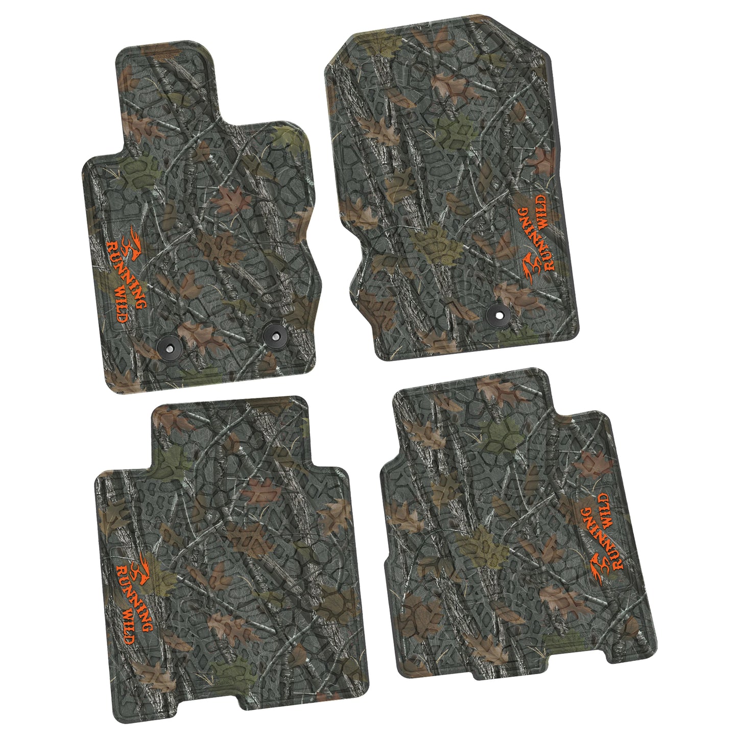 2021–2025 Ford Bronco 4-Door Custom Floor Mats (4-Piece) w/ Running Wild Logo