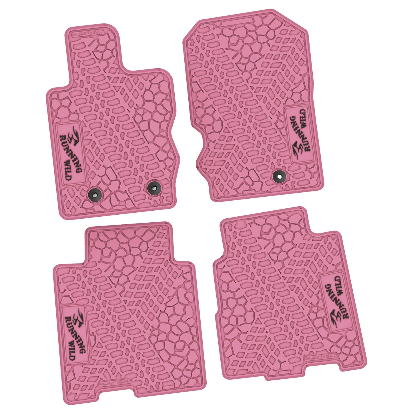 2021–2025 Ford Bronco 4-Door Custom Floor Mats (4-Piece) w/ Running Wild Logo