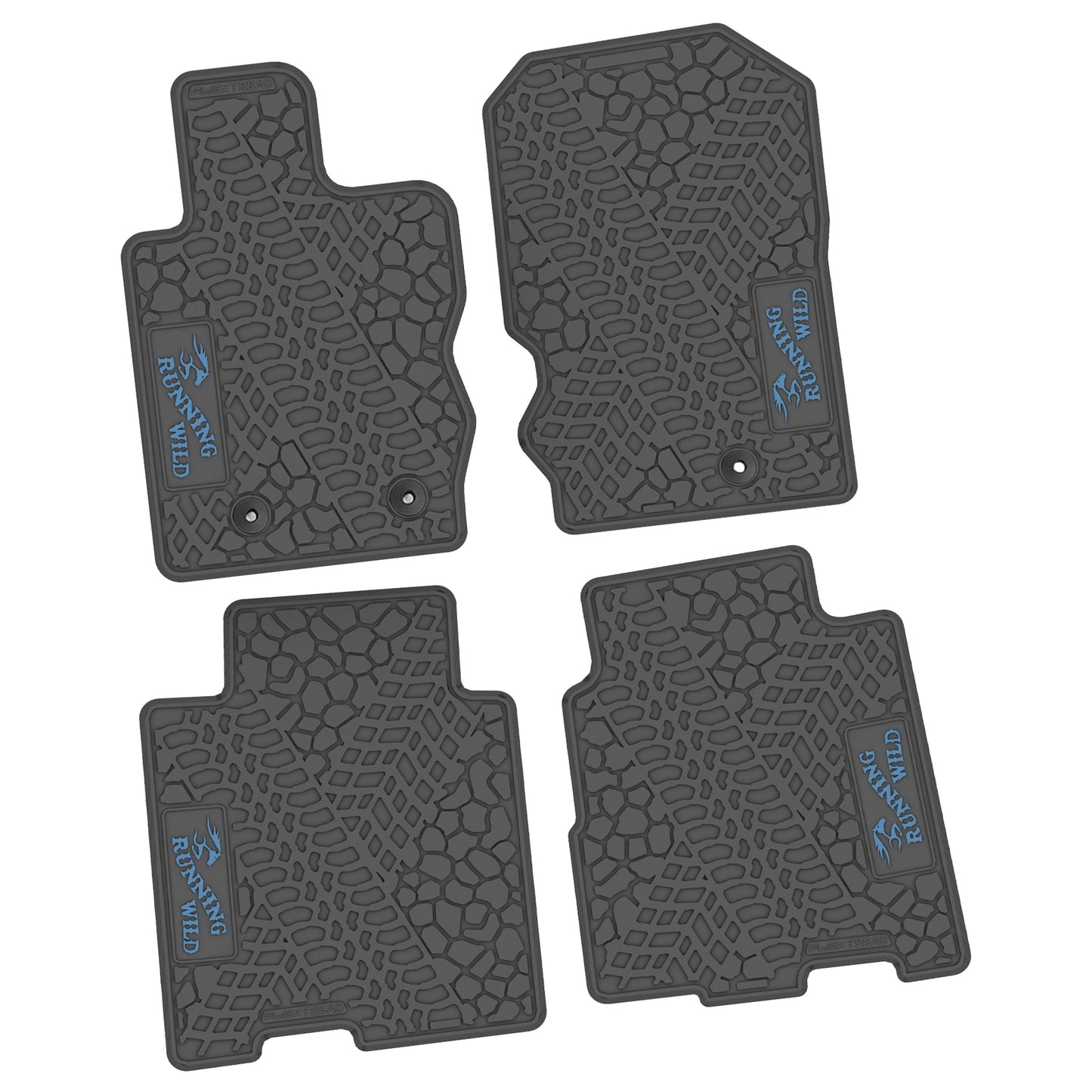 2021–2025 Ford Bronco 4-Door Custom Floor Mats (4-Piece) w/ Running Wild Logo