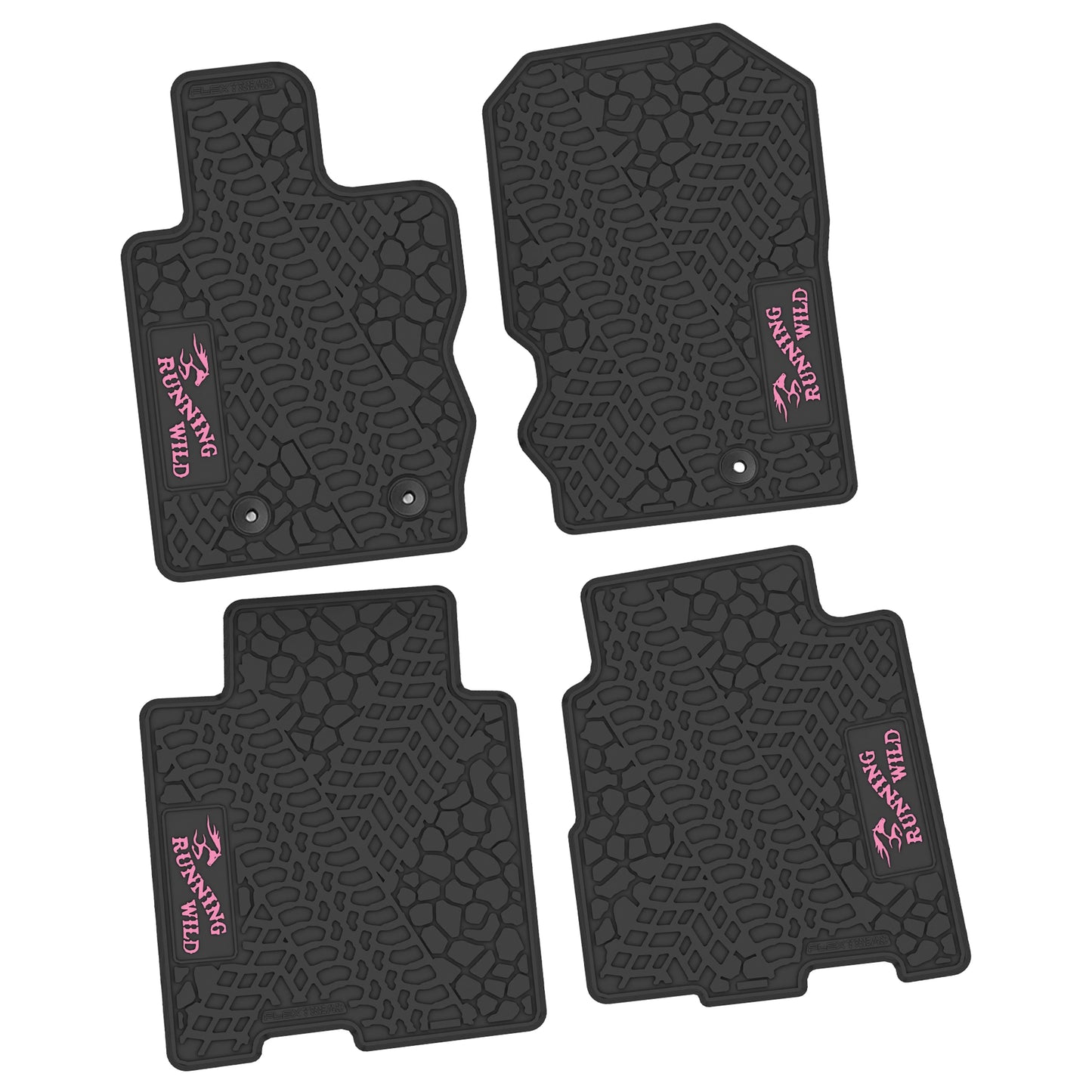 2021–2025 Ford Bronco 4-Door Custom Floor Mats (4-Piece) w/ Running Wild Logo