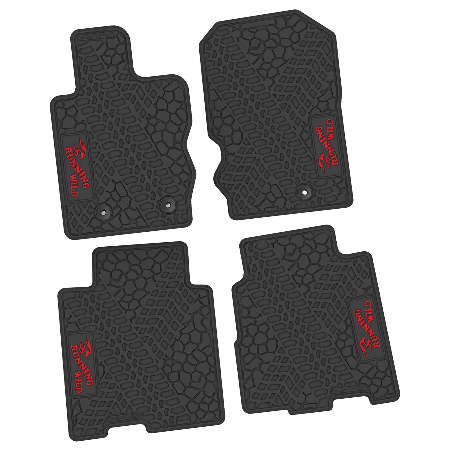 2021–2025 Ford Bronco 4-Door Custom Floor Mats (4-Piece) w/ Running Wild Logo