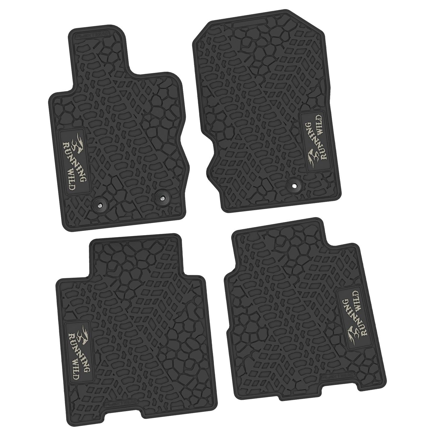 2021–2025 Ford Bronco 4-Door Custom Floor Mats (4-Piece) w/ Running Wild Logo
