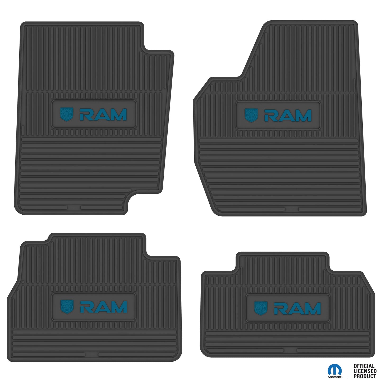 1995–2001 Ram 1500 Club Cab / 1995–1999 Ram 2500 Club Cab / 1995–1997 Ram 3500 Club Cab Custom Floor Mats (4-Piece) w/ RAM Logo