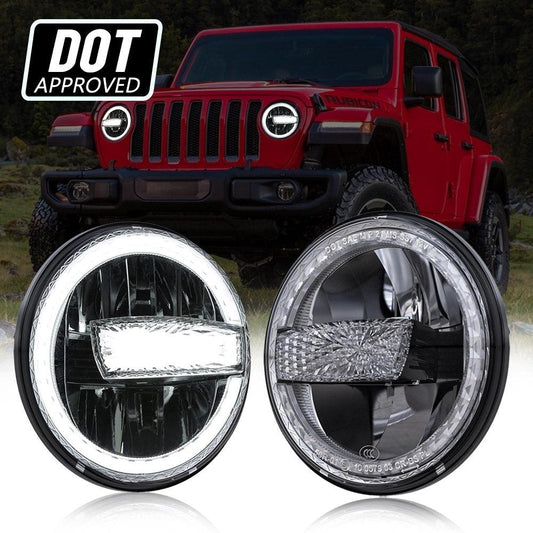7" 90W LED Headlights with Halo DRL for 1997–2017 Jeep Wrangler TJ JK LJ CJ – DOT Approved