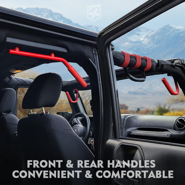 Heavy-Duty Steel Roll Bar Grab Handles – Fits 2007–2018 Jeep Wrangler JK/JKU | Bolt-On Design