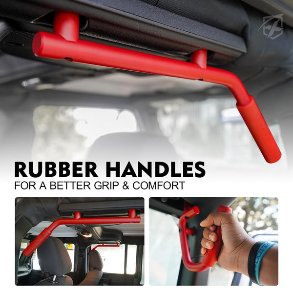 Heavy-Duty Steel Roll Bar Grab Handles – Fits 2007–2018 Jeep Wrangler JK/JKU | Bolt-On Design