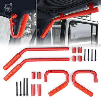 Heavy-Duty Steel Roll Bar Grab Handles – Fits 2007–2018 Jeep Wrangler JK/JKU | Bolt-On Design