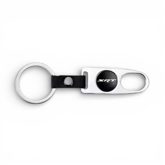 SRT Silver Keychain & Tire Valve Caps Set Zinc Alloy Chrome Cap Kit