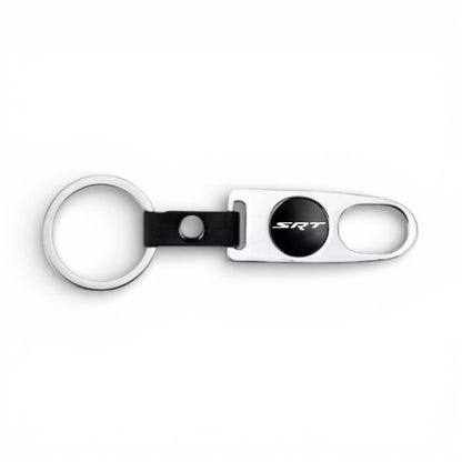 SRT Silver Keychain & Tire Valve Caps Set Zinc Alloy Chrome Cap Kit