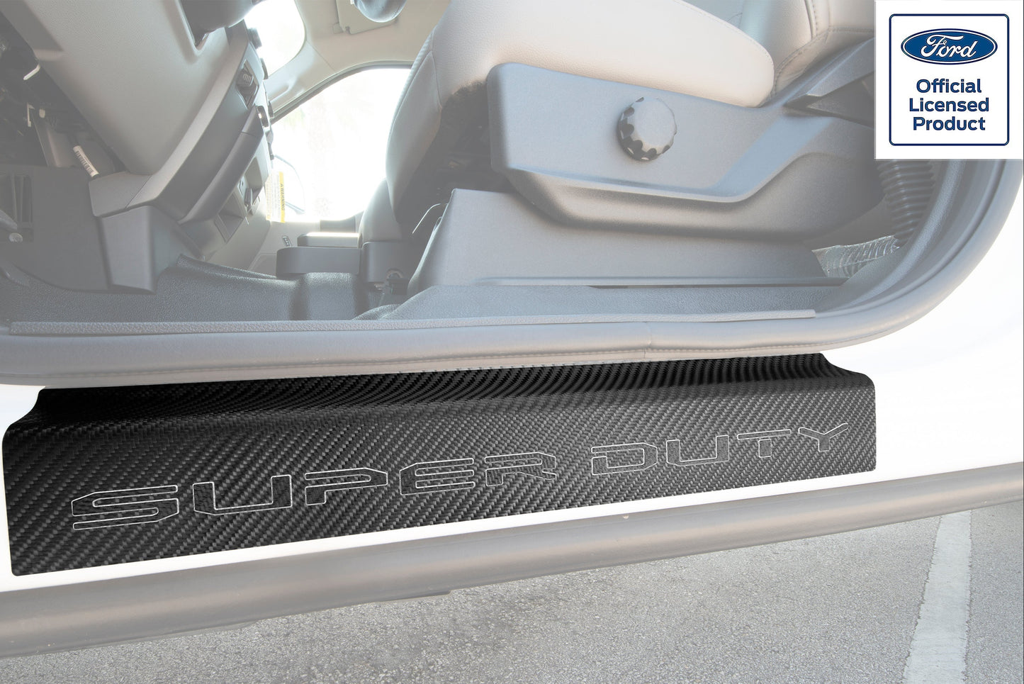 Door Sill Protection Overlays (Real Carbon Fiber) Fits 2017-2020 Ford Super Duty