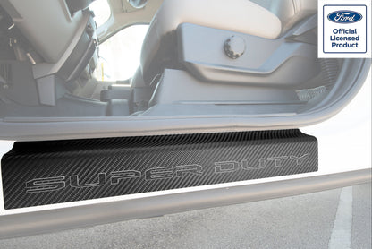 Door Sill Protection Overlays (Real Carbon Fiber) Fits 2017-2020 Ford Super Duty