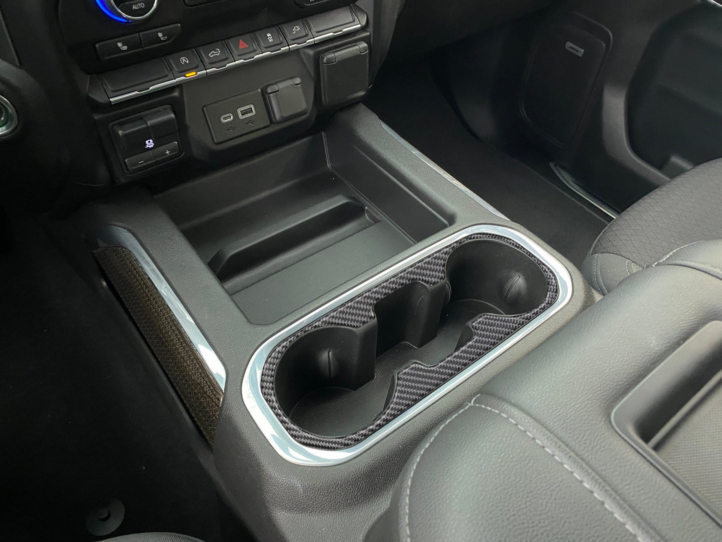 Center Console Cupholder Accent Overlay Fits 2019-2021 Chevrolet Silverado