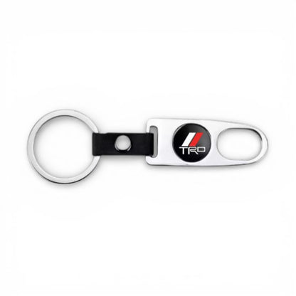 TRD Style Silver Keychain & Tire Valve Caps Set Zinc Alloy Chrome Cap Kit