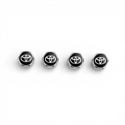 Toyota Chrome Keychain & Tire Valve Caps Set Zinc Alloy