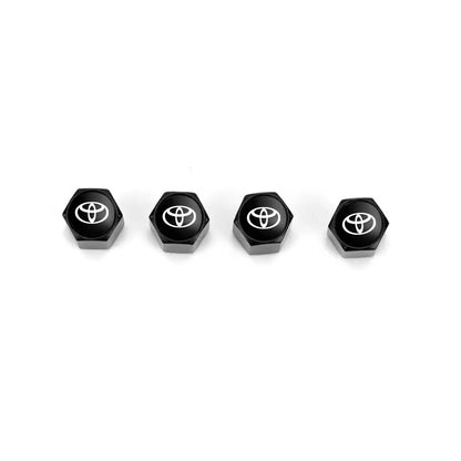 Toyota Black Keychain & Valve Cap Bundle – Keychain + 4 Aluminum Tire Valve Caps