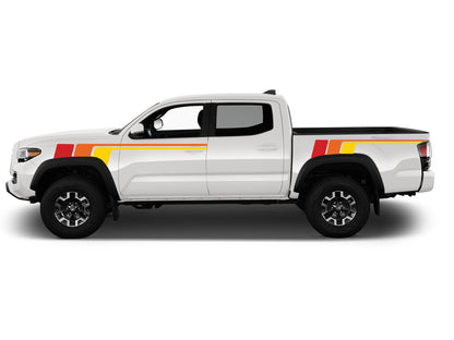 Racing retro vintage stripes (Yellow, Orange, Red) Compatible with Toyota Tacoma Double Cab