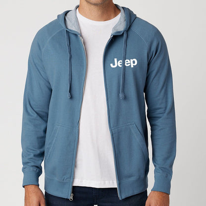 Mens Jeep® Text Zip French Terry Hooded Sweatshirt