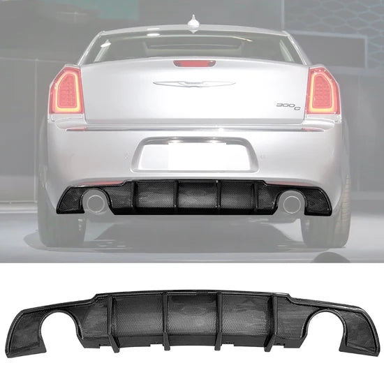 Rear Diffuser Lip for Chrysler 300 2015-2023 4 Shark Fin Style PP