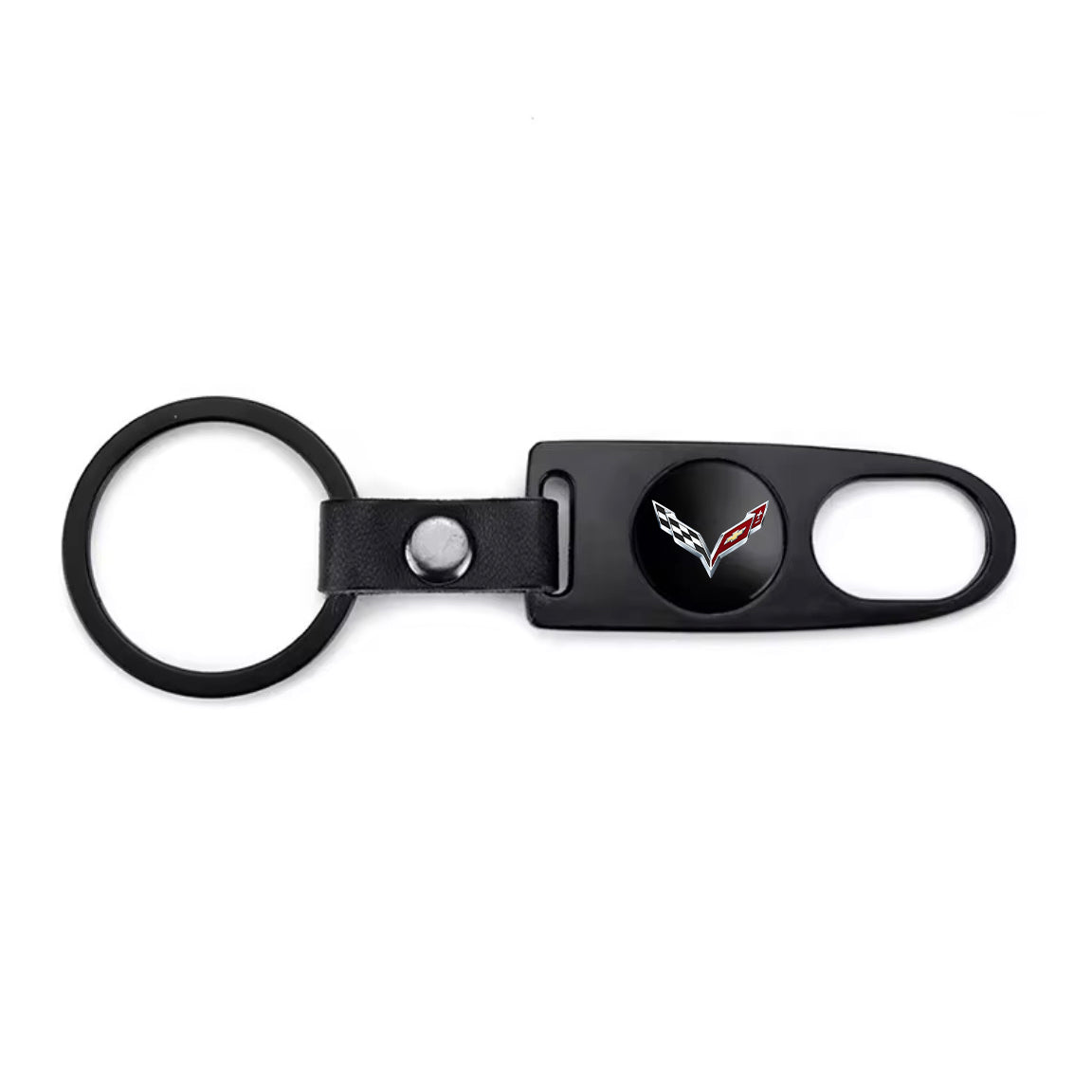 C7 Corvette Black Keychain & Tire Valve Caps Set Zinc Alloy Black Cap Kit