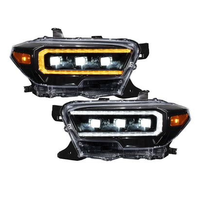 2016-2023 Toyota Tacoma LED Projector Headlights – Selectable White or Amber DRL | Sequential Turn Signals | Triple Bi-LED | Plug & Play